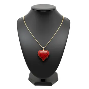 گردنبند دست ساز زنانه مدل قلب عقیق گل اناری