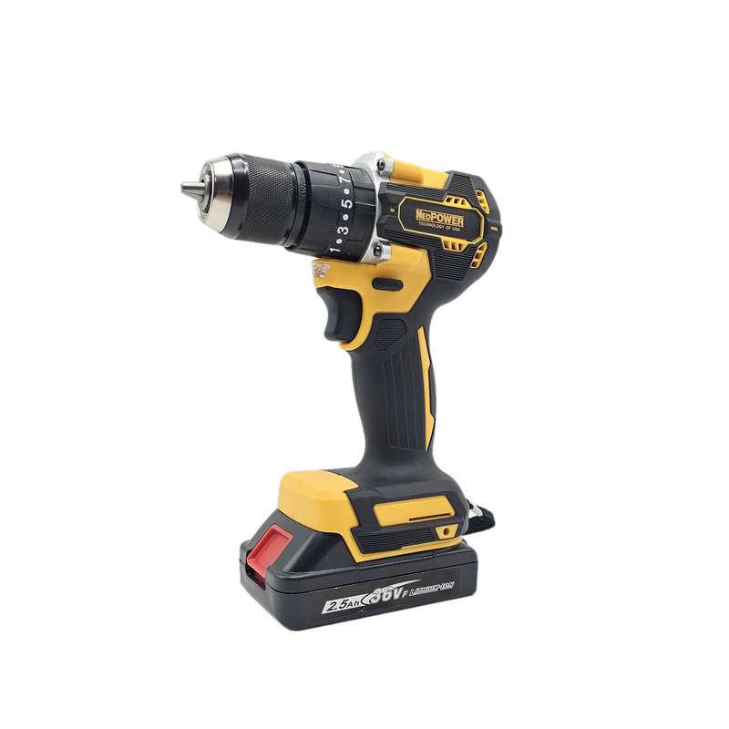 دریل پیچ گوشتی چکشی شارژی صنعتی نئوپاور مدل براشلس کد 1 مجموعه 26 عددی