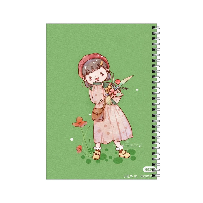 دفتر مشق 100 برگ بامبیلیپ طرح دختر کیوت و گلدان کد 1623113