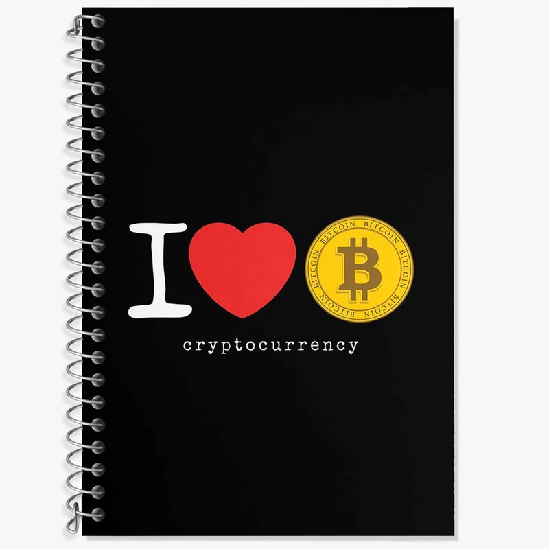 دفتر زبان 50 برگ خندالو مدل دو خط طرح I Love Bitcoin کد 10895
