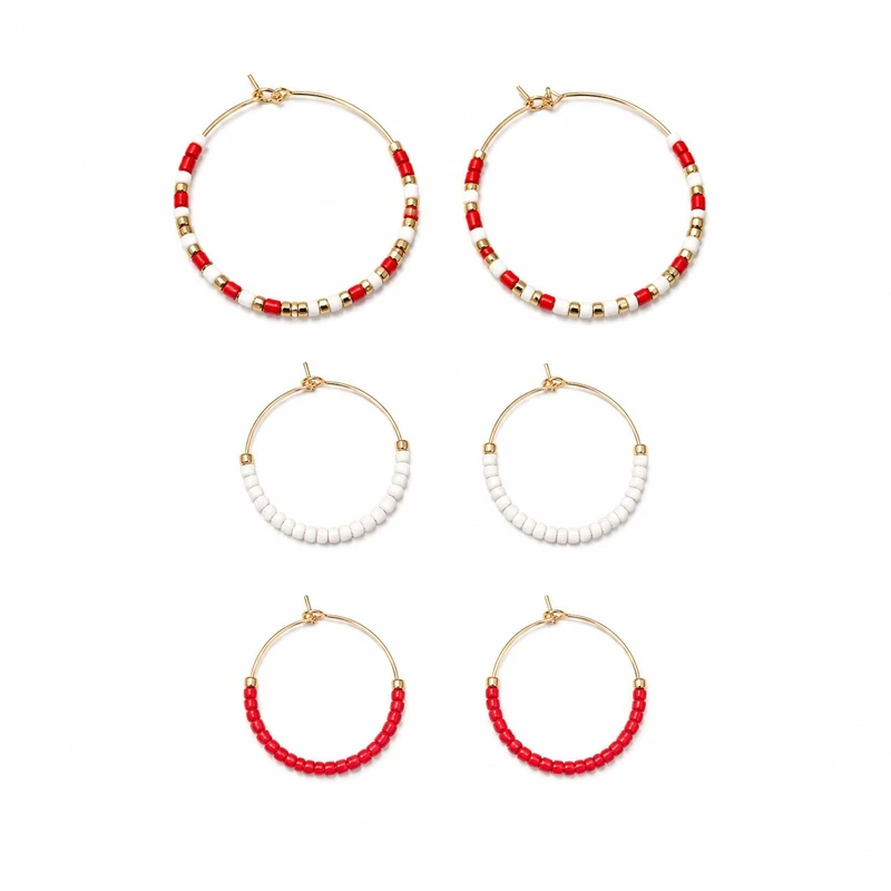 گوشواره حلقه‌ای زنانه استیل مدل Summer Candy Trio بسته 3 عددی