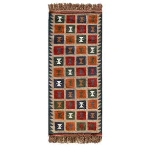 گلیم دستبافت کناره طول دو متر مدل قشقایی کد GH00046
