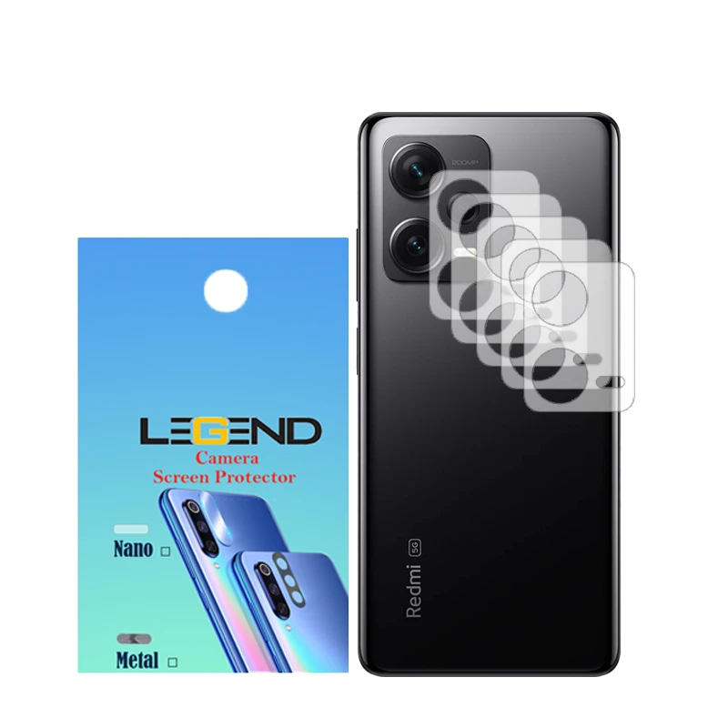 محافظ لنز دوربین لجند مدل نانوگلس مناسب برای گوشی موبایل شیائومی Redmi Note 12 Pro 5G بسته 5 عددی