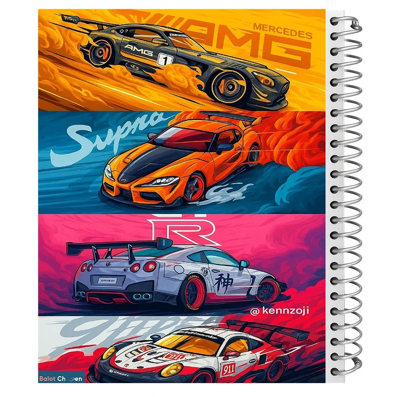 دفتر نقاشی 60 برگ بلوط چین مدل ماشین مسابقه کد A5-N60-mm753