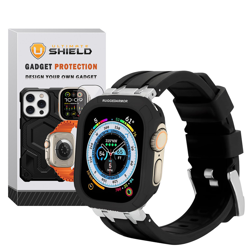 بند آلتیمیت شیلد مدل Stylish Rugged مناسب برای اپل واچ 49 میلی متری سری Ultra 2 به همراه کاور