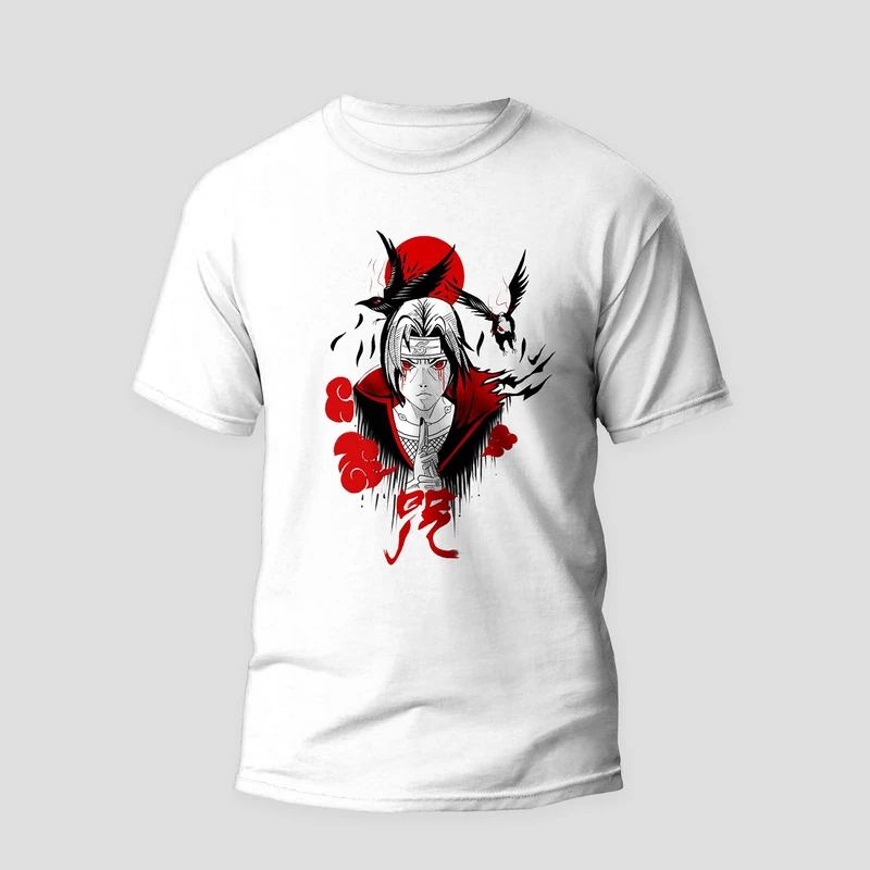تی شرت آستین کوتاه مردانه مدل انیمه ای ناراتو طرح ایتاچی کد anm039