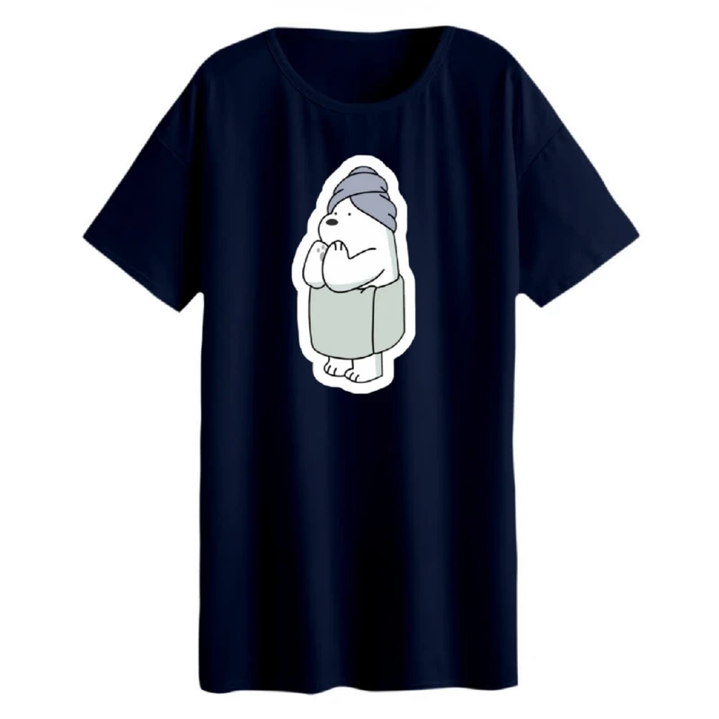 تی شرت لانگ زنانه مدل خرس و حوله