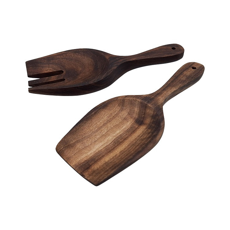 قاشق و چنگال چوبی مدل نیایش مجموعه 2 عددی