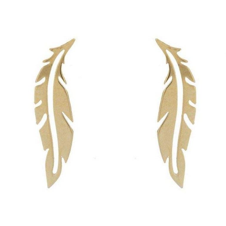 گوشواره طلا 18 عیار زنانه قیراط طرح پر کد GH3890 -  - 2