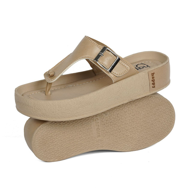 دمپایی لاانگشتی زنانه هپی مدل الیزابت رنگ کرم