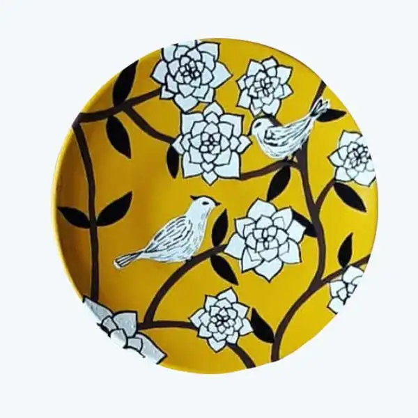 بشقاب دیوارکوب سفالی طرح گل مجموعه 3عددی