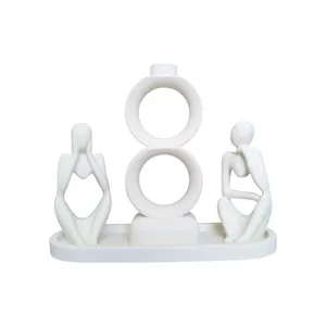 ست 4 تکه جاشمعی بتنی مدل تیارا