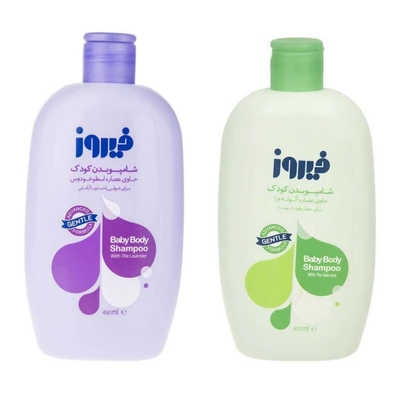 شامپو بدن بچه فیروز مدل آلوئه ورا و اسطوخودوس حجم 450 میلی لیتر مجموعه 2 عددی