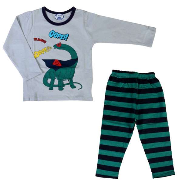 ست تیشرت و شلوار نوزادی مدل chb4820 طرح دایناسور