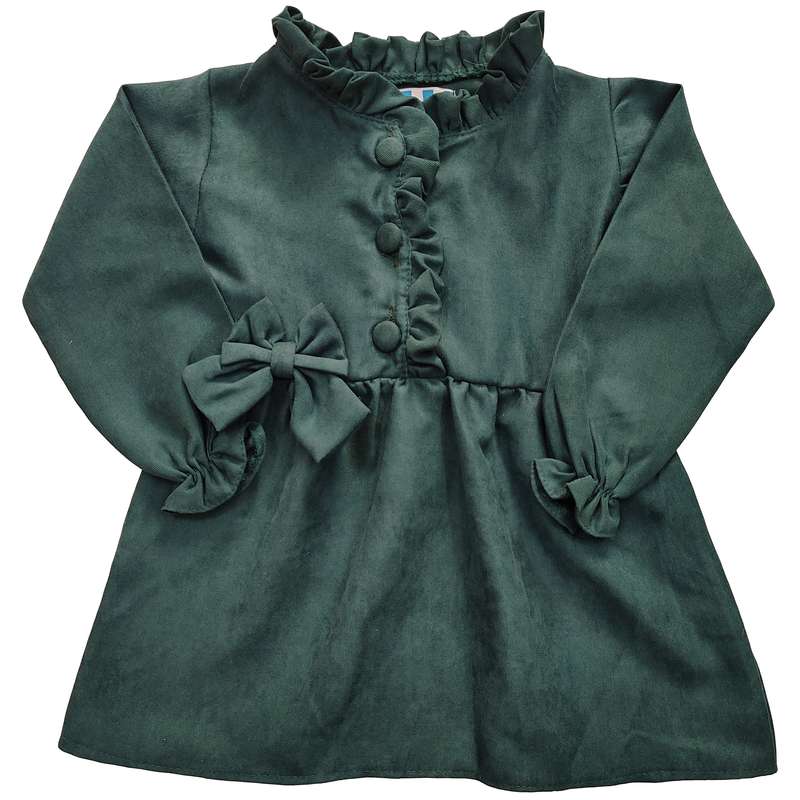 پیراهن دخترانه مدل سه دکه پاپیونی کد 3677 رنگ سبز