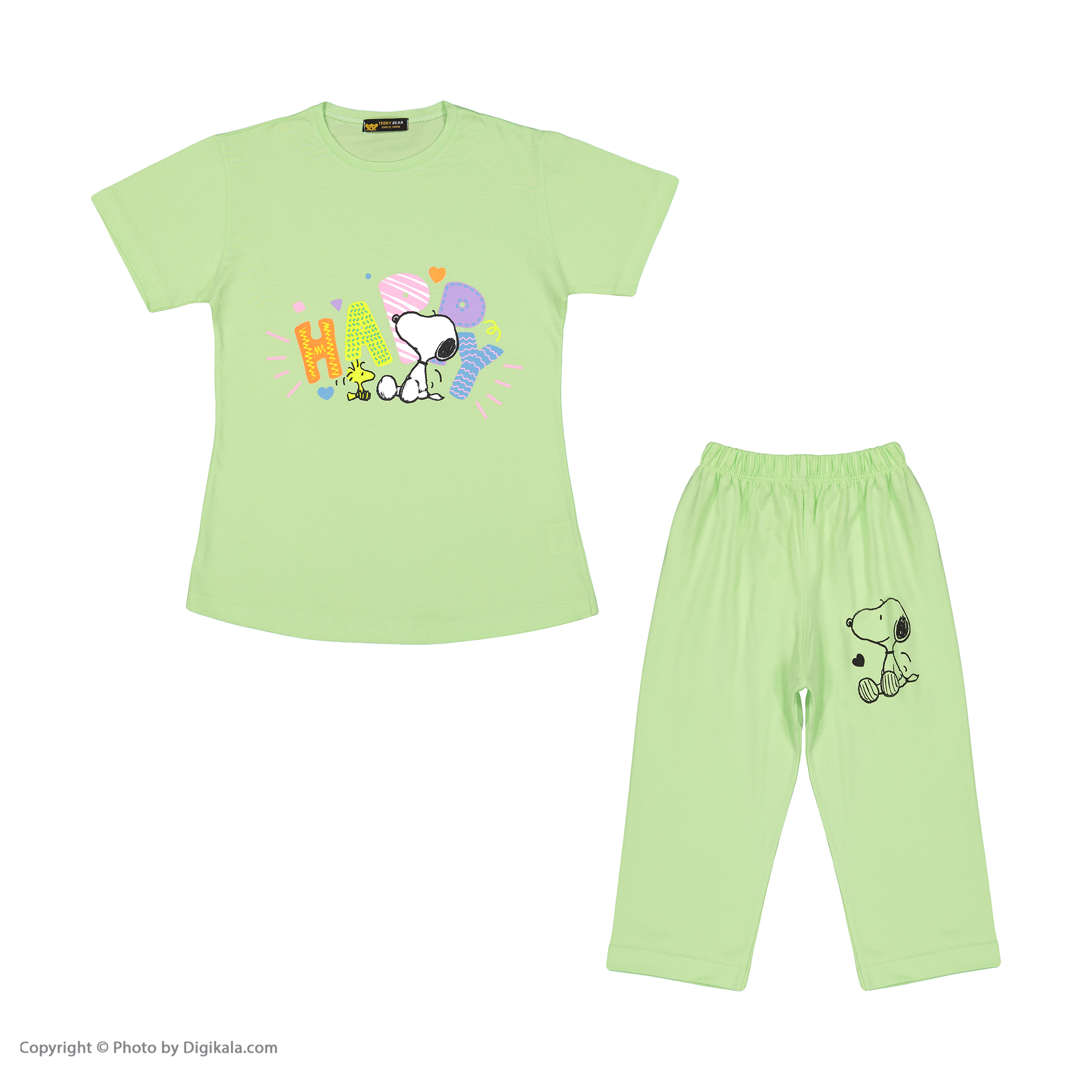 ست تی شرت آستین کوتاه و شلوارک دخترانه خرس کوچولو مدل 2011311-43 -  - 2
