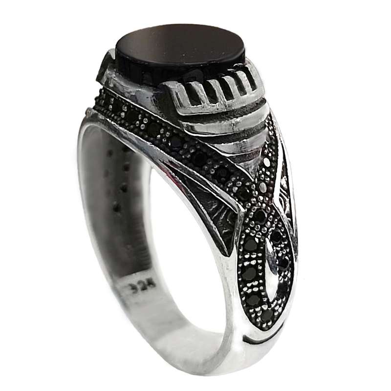 انگشتر نقره مردانه مدل عقیق MS9042