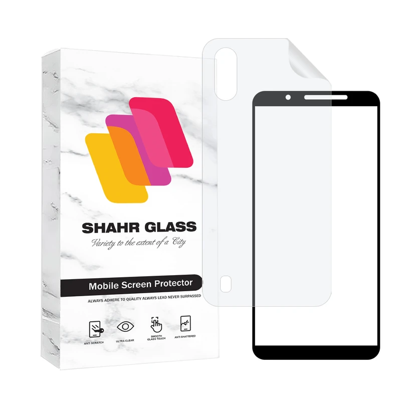 محافظ صفحه نمایش شهر گلس مدل FUNABKSH مناسب برای گوشی موبایل سامسونگ Galaxy A01 Core / M01 Core به همراه محافظ پشت گوشی