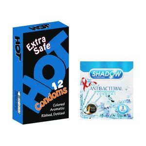 کاندوم شادو مدل Anti Bacterial بسته 3 عددی به همراه کاندوم هات مدل Extra Safe بسته 12 عددی