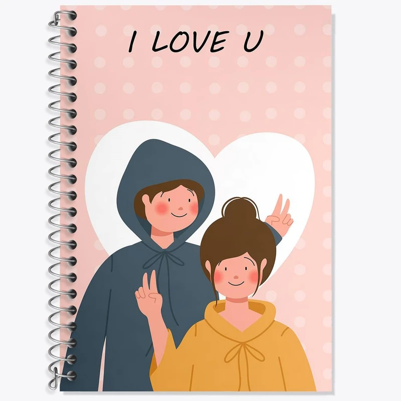 دفتر زبان 50 برگ خندالو مدل دو خط طرح عاشقانه کد 27135