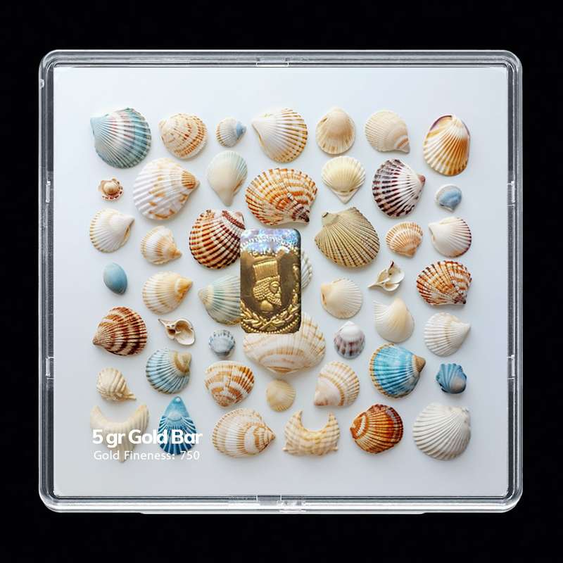 شمش طلا 18 عیار مدوپد مدل صدف کد SG-10259