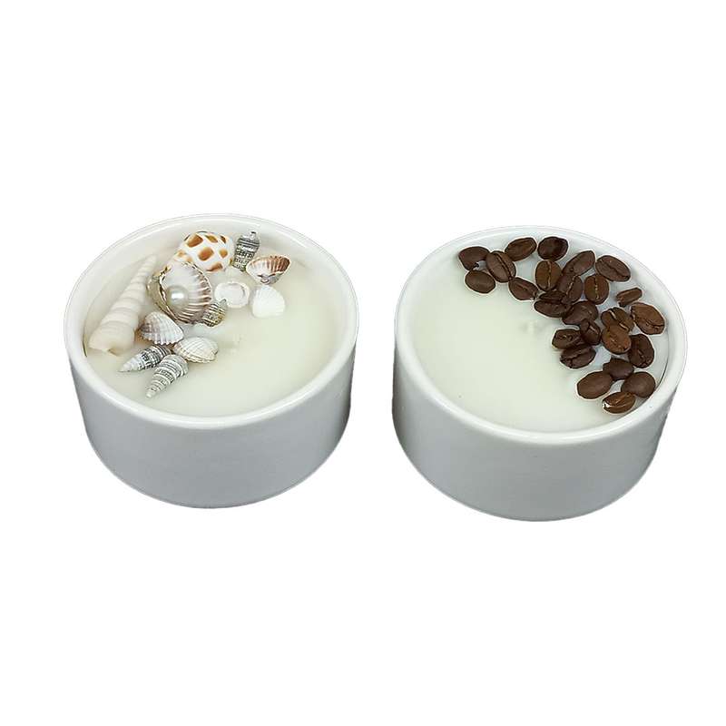 شمع دست ساز طرح صدف و قهوه مجموعه 2 عددی