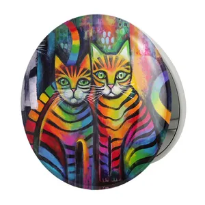 آینه جیبی خندالو طرح نقاشی انتزاعی مدل تاشو کد 5317 