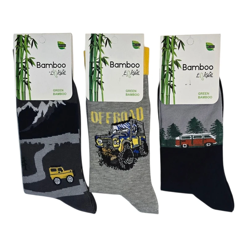 جوراب ساق بلند مردانه بامبو مدل BMBS02 مجموعه 3 عددی