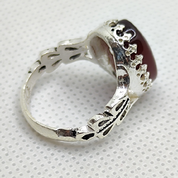 انگشتر نقره مردانه مدل سنگ عقیق رضوی رکاب صفوی کد 4009