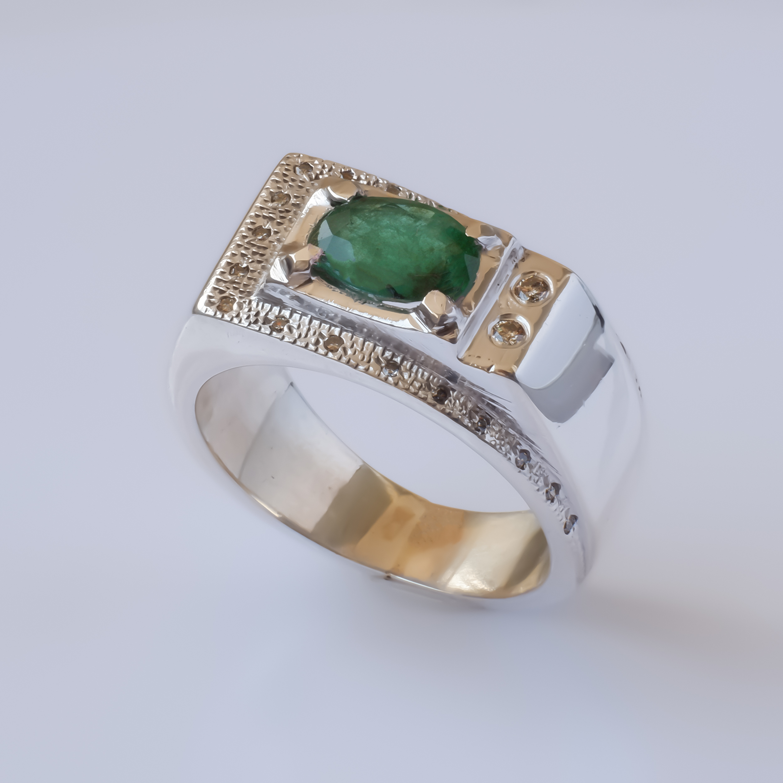 انگشتر نقره مردانه مدل emerald Africa R12