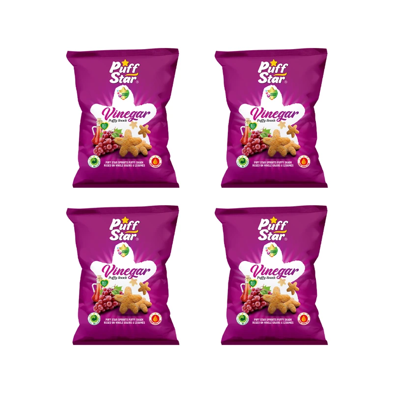 اسنک چهارجوانه سرکه ای پف استار - 50 گرم بسته 4 عددی