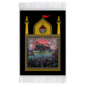 فرش ماشینی دیوارکوب اطلس آبی طرح ضریح حرم امام حسین مدل T2283 