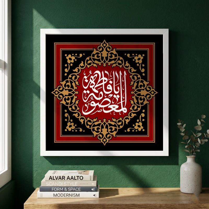 تابلو طرح یا حضرت فاطمه (س) مدل G15620 فریم سفید