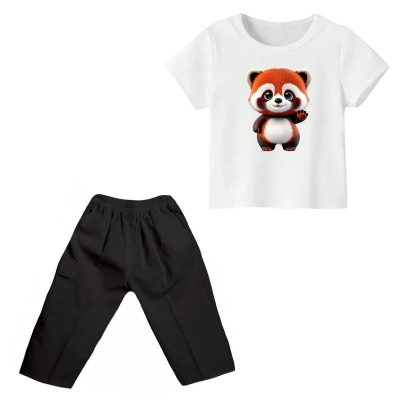 ست تی شرت و شلوارک پسرانه مدل روباه کد ۶