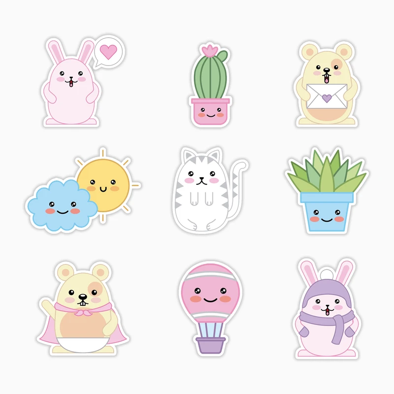 استیکر لپ تاپ و موبایل بووم طرح موش و گربه کارتونی کد MR126 مجموعه 9 عددی