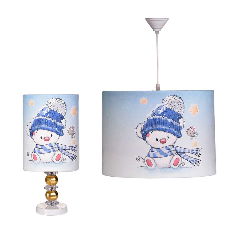 آباژور رومیزی و لوستر کودک مدل خرس شالدار