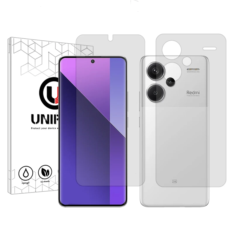 محافظ صفحه نمایش شفاف یونی پرو مدل Explosion Proof  مناسب برای گوشی موبایل شیائومی Redmi Note 13 Pro Plus به همراه محافظ پشت گوشی