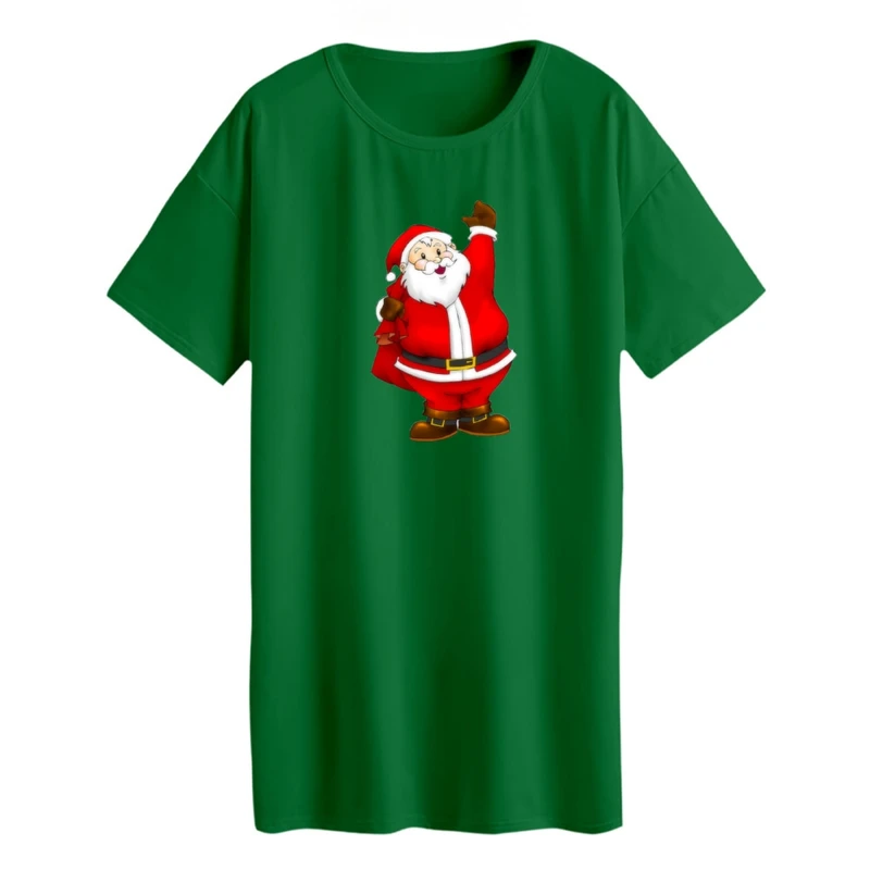 تی شرت لانگ زنانه مدل بابانوئل کریسمس کد 3 رنگ سبز