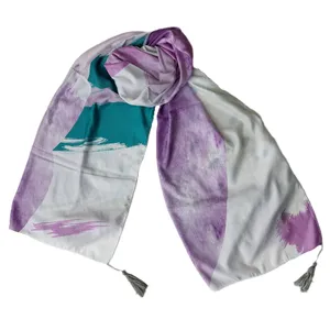 شال زنانه مدل نخی طرح آبرنگی