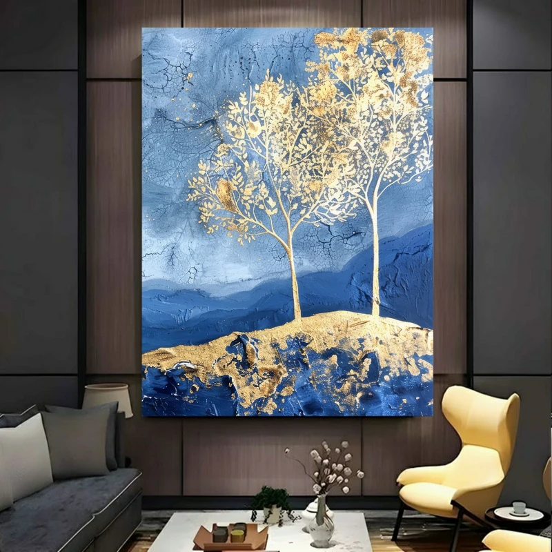 پوستر پارچه ای طرح مخمل  هنر مدرن مدل درختان انتزاعی طبیعت PY717