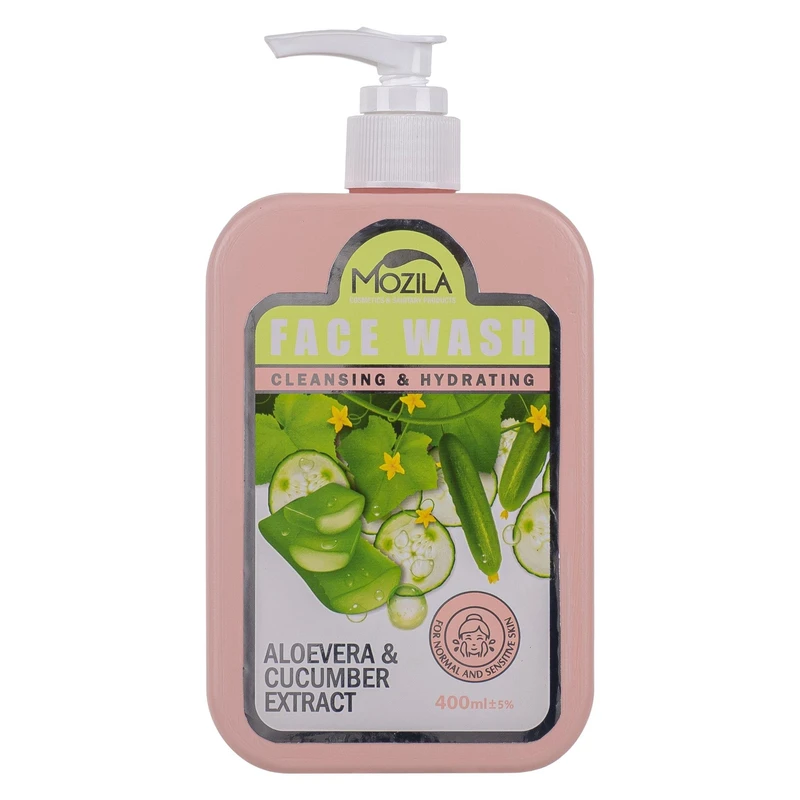 ژل شستشوی صورت موزیلا مدل آلوئه ورا و خیار مناسب پوست های معمولی حجم 400 میلی لیتر