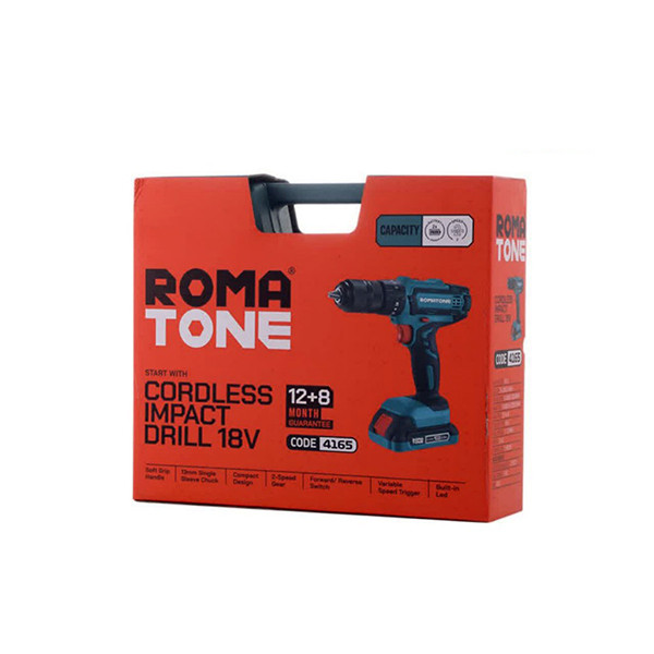 دریل شارژی چکشی 13 میلیمتری 18 وات روماتون مدل 4165 دریل شارژی چکشی 13 میلیمتری 18 وات روماتون مدل 4165