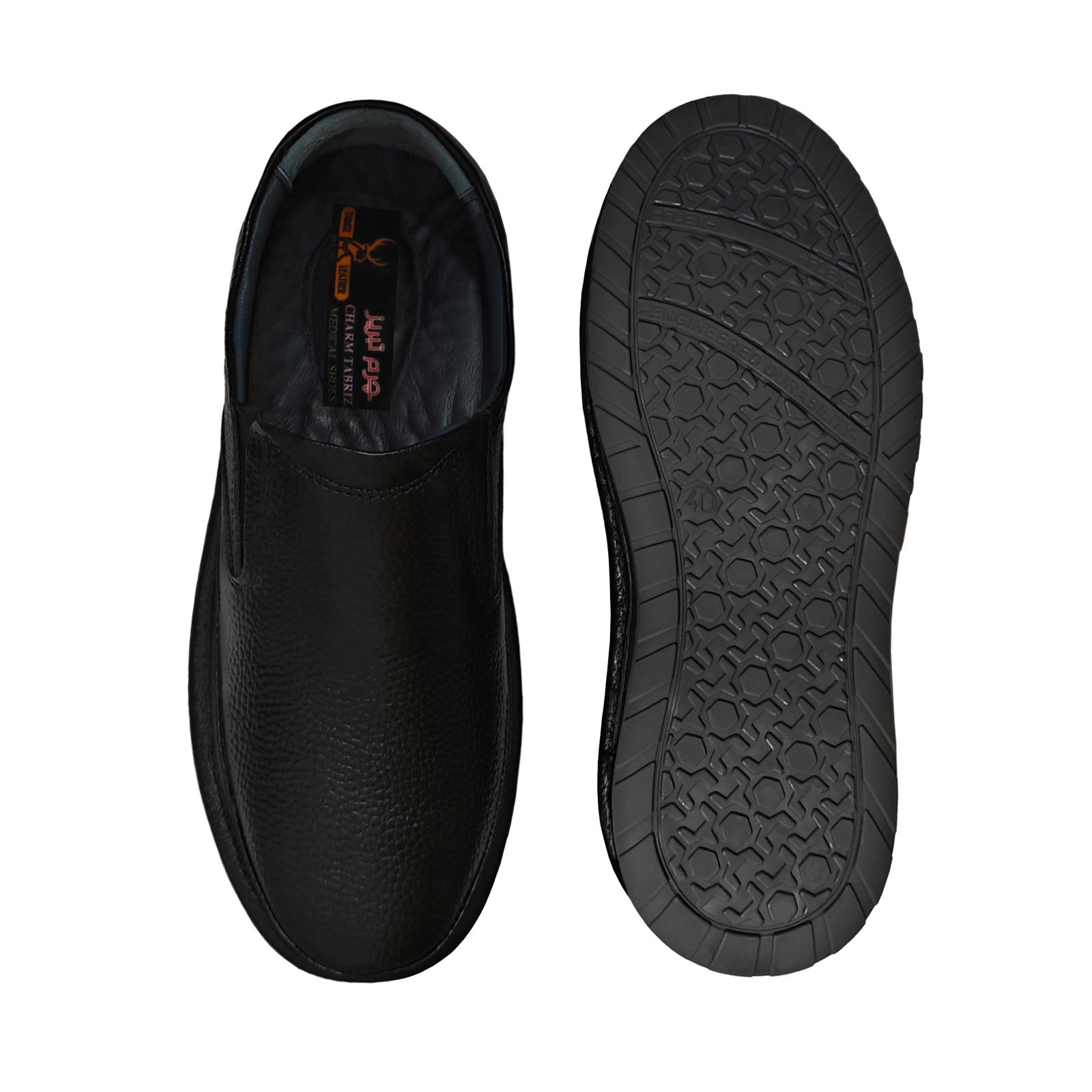 کفش طبی مردانه چرم تبریز مدل مطمئن رنگ مشکی  -  - 6