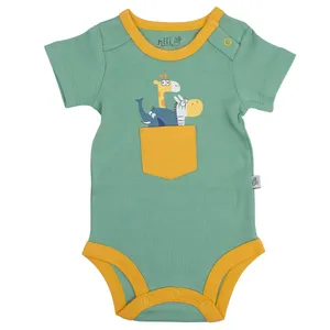 بادی آستین کوتاه نوزادی نیلی مدل ZOO908