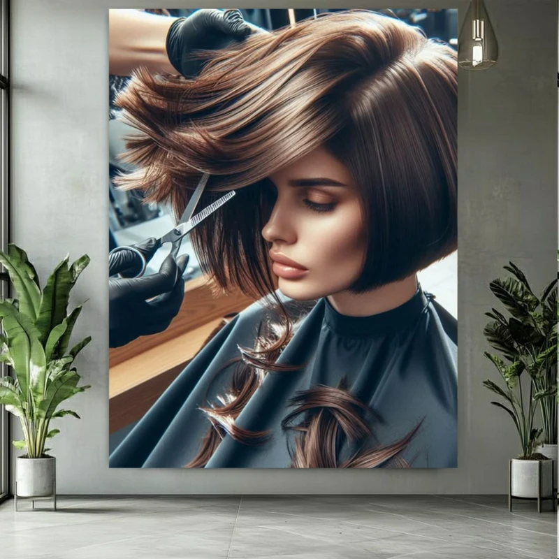 پوستر پارچه ای طرح مخمل سالن زیبایی مدل آرایشگاه زنانه کد M417