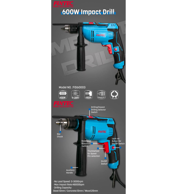 دریل چکشی فیکس تک مدل FID60003