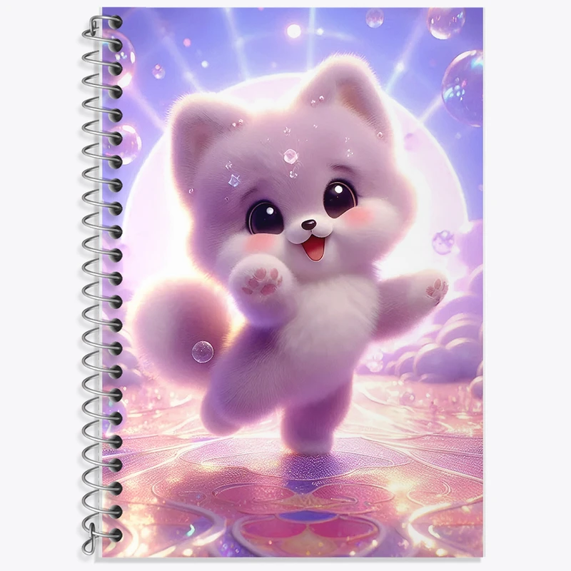 دفتر زبان 50 برگ خندالو مدل دو خط طرح گربه بامزه کد F5459