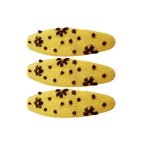 گیره مو مدل تق تقی گلدوزی شده HT - 0020 مجموعه 3 عددی
