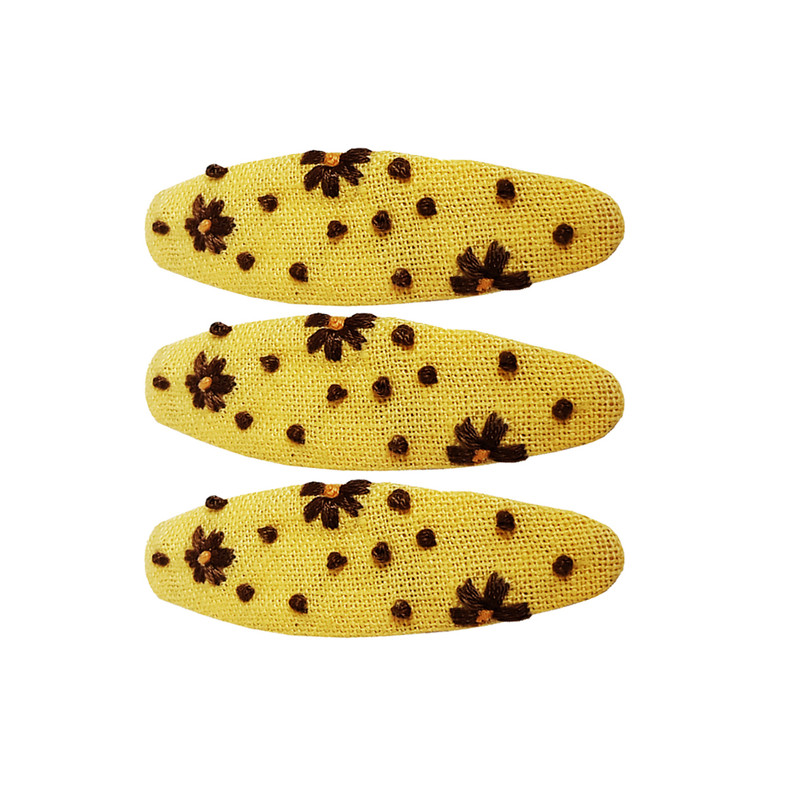 گیره مو مدل تق تقی گلدوزی شده HT - 0020 مجموعه 3 عددی