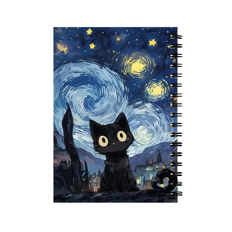 دفتر مشق 60 برگ طرح گربه شب پرستاره کد 75
